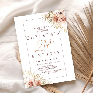 Invitación Palm floral Boho moderno 21º cumpleaños