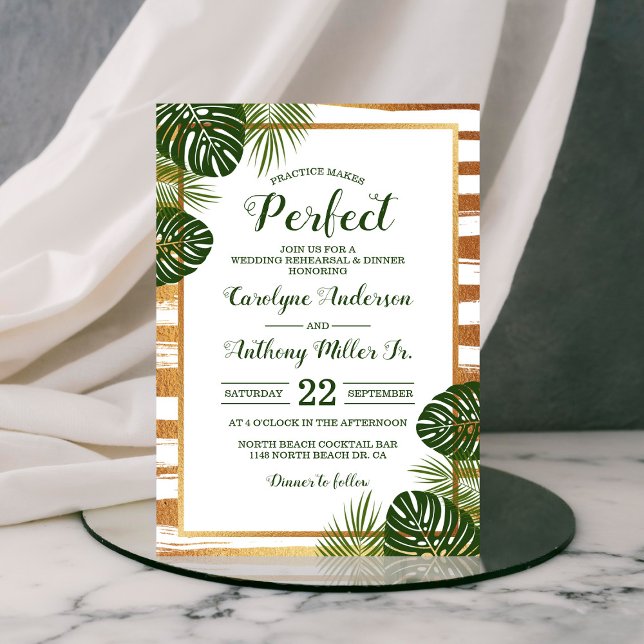 Invitación Palm Leaf Beach Ensayo de bodas Cena (Subido por el creador)