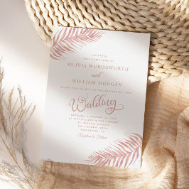Invitación Palm Leaf Rosa moderno Boda blanco dorado