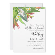 Palm Leaves Plumeria Boda Tropical Elegante