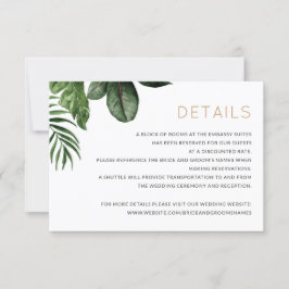 Invitación Palm Leaves tropicales Bodas Detalles Insertar tar