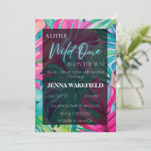 Invitación Palm Neon Tropical deja Baby Shower Monstera