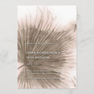Invitación Palm rosa hoja tropical botánica 16º cumpleaños
