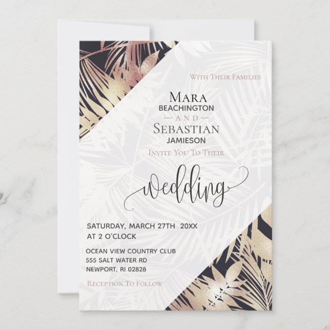Invitación *~* Palm RSVP QR AR21 Boda de fotografía tropical (Anverso)