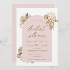 Invitación Palm Seca Bohemia deja ducha de novia rosa