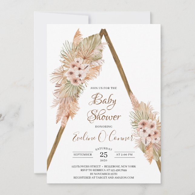 Invitación Palm Secas Sale De Baby Shower Polvoriento Orquíde (Anverso)