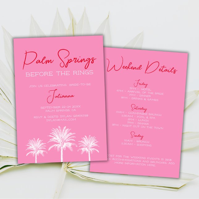 Invitación Palm Springs Antes Del Fin De Semana De Bacheloret (Palm Springs Before The Rings Bachelorette Weekend Invitation)