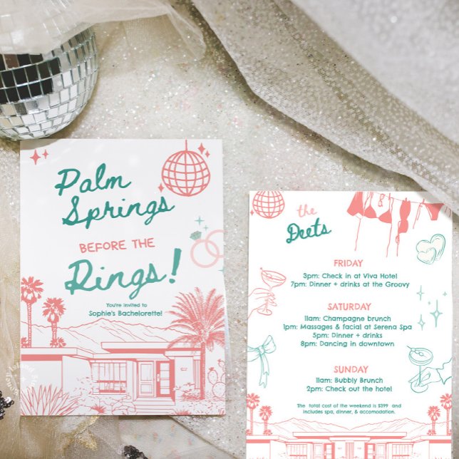 Invitación Palm Springs Before the Rings Bachelorette (Subido por el creador)
