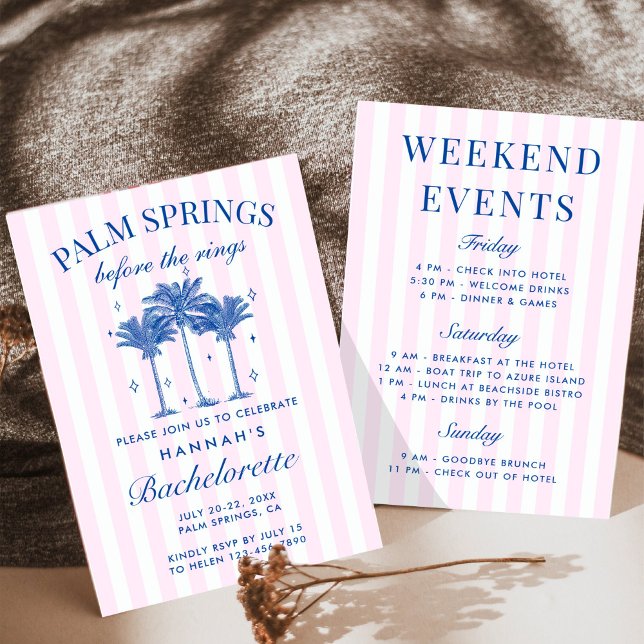 Invitación Palm Springs Before The Rings Blue Bachelorette (Subido por el creador)