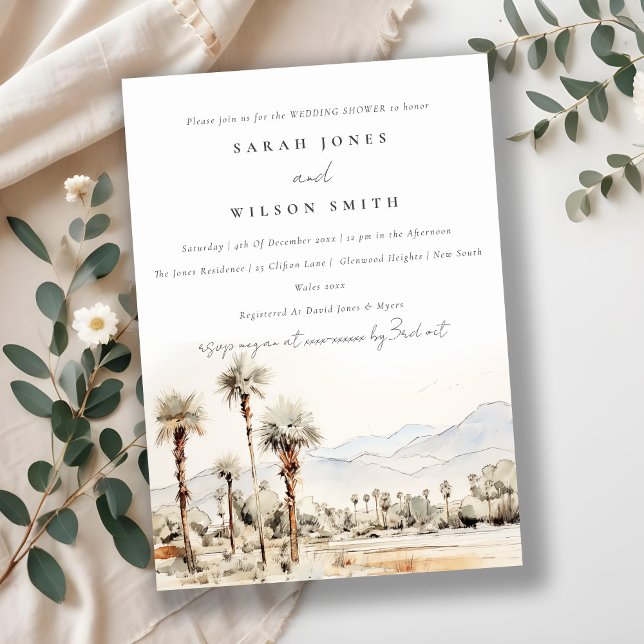 Invitación Palm Springs California Watercolor Wedhouse Shower (Subido por el creador)