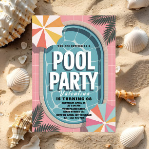 Invitación Palm Springs Fiesta de Cumpleaños Rosa de Verano j