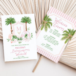 Invitación Palm Springs Monograma Cresta Despedida de Soltera