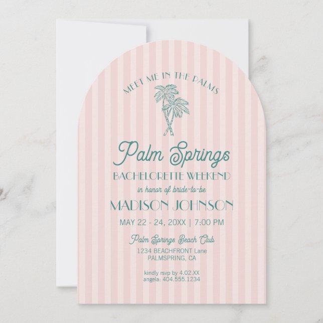 Invitación Palm Springs Pastel Beach Bachelorette Weeken (Anverso)