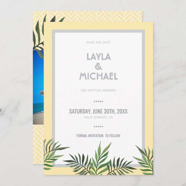 Invitación Palm Springs Photo Save The Date (Anverso / Reverso)