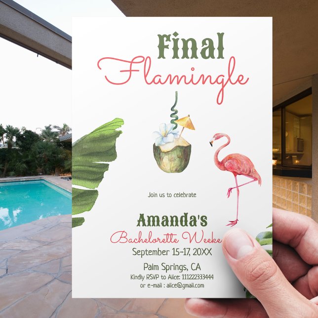 Invitación Palm Springs Pink Final Flamingle Bachelorette (Subido por el creador)
