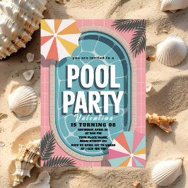 Invitación Palm Springs Pink Summer Pool Party Birthday