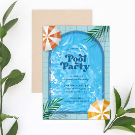 Invitación Palm Springs Pool Fiesta Adulto Azul Cumpleaños