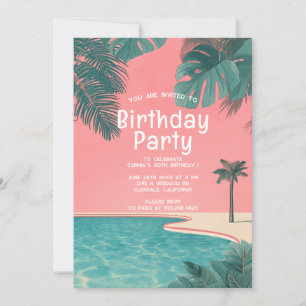 Invitación Palm Springs Summer Birday Party Pink