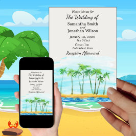 Invitación Palm Tree and Beach Wedding Invitation