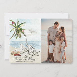 Invitación Palm Tree Beach Chaks Tropical Holiday Photo Card