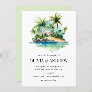 Invitación Palm Tree Beach Tropical Island Boda