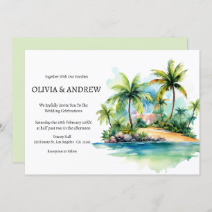 Invitación Palm Tree Beach Tropical Island Boda