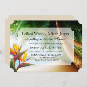 Invitación Palm Tree Bird of Paradise Boda