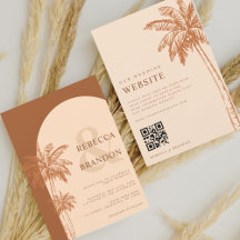 Palm Tree Boho Beach Terracotta QR Code Boda