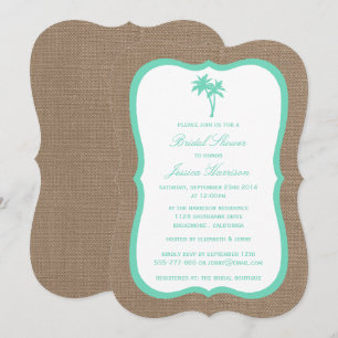Invitación Palm Tree Burlap Beach Bridal Shower
