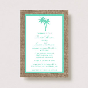 Invitación Palm Tree Burlap Beach Bridal Shower