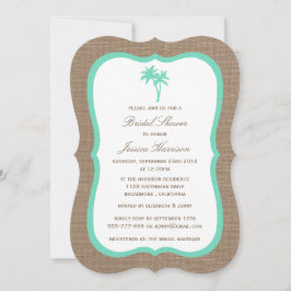 Invitación Palm Tree Burlap Beach Bridal Shower