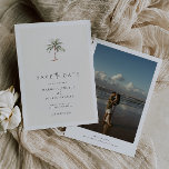 Invitación Palm Tree Destination Wedding Photo Guardar La Fec<br><div class="desc">Palm Tree tropical acuarela,  foto de boda de playa Guardar la fecha.</div>