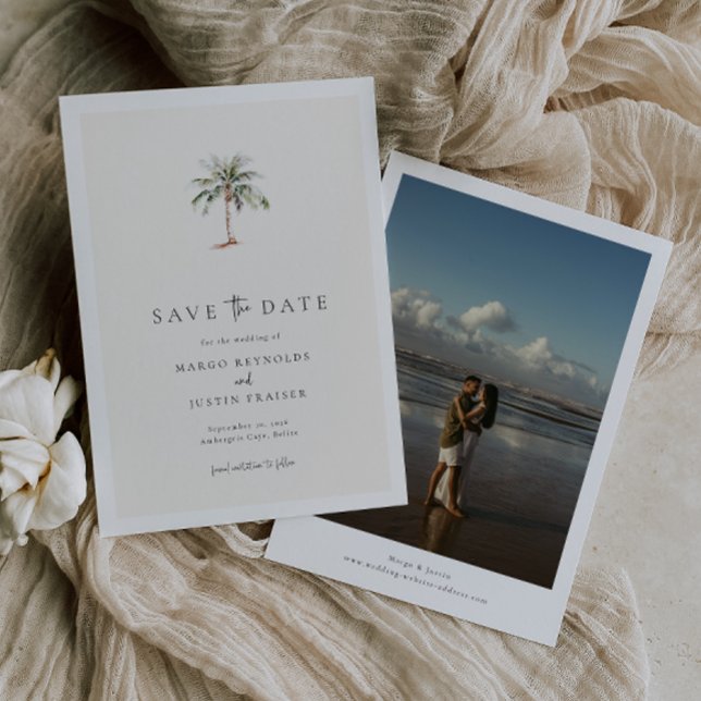 Invitación Palm Tree Destination Wedding Photo Guardar La Fec (Subido por el creador)