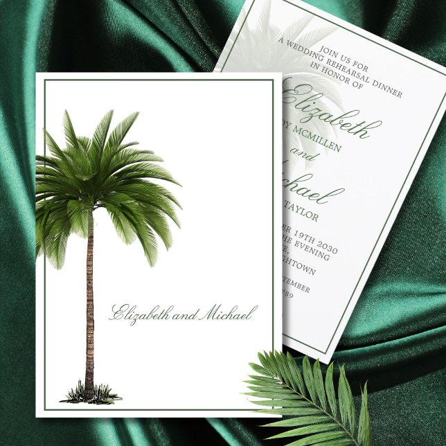 Invitación Palm Tree Elegant Wedding Ensayo de Moda moderna (Subido por el creador)