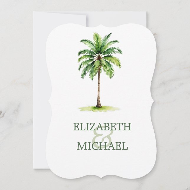 Invitación Palm Tree Elegant Wedsal Ensayo (Reverso)