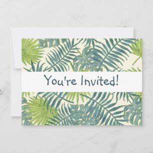 Invitación Palm Tree Fronds Pintando Hawaian