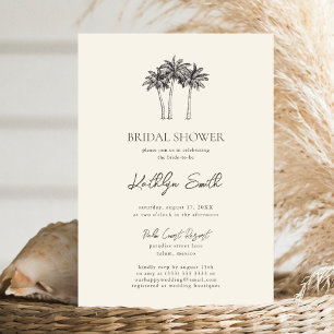 Invitación Palm Tree Ivory Minimalista Bridal Shower