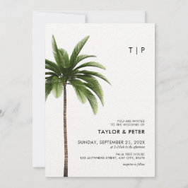 Invitación Palm Tree Minimalista Tropical Beach Photo Boda