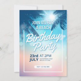 Invitación Palm Tree Sunset Adults Beach Cumpleaños