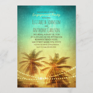 Invitación Palm Tree Sunset Hawaiian Beach Engagement Party
