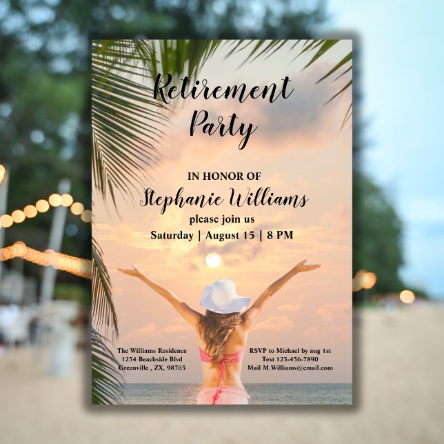 Invitación Palm Tree temática de playa de retiro femenino (Subido por el creador)