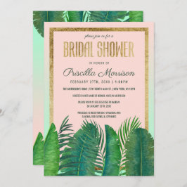Invitación Palm Tree tropical Banana Leaf Gold Ducha nupcial
