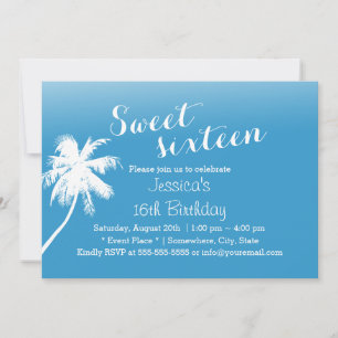 Invitación Palm Tree Tropical Beach Sweet 16