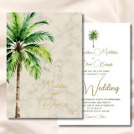 Invitación Palm Tree Tropical Boda elegante y moderno