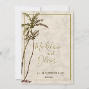 Invitación Palm Tree Tropical Boda Rústico Moderno Elegante