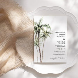 Invitación Palm Tree Tropical | Boda simple mínimo