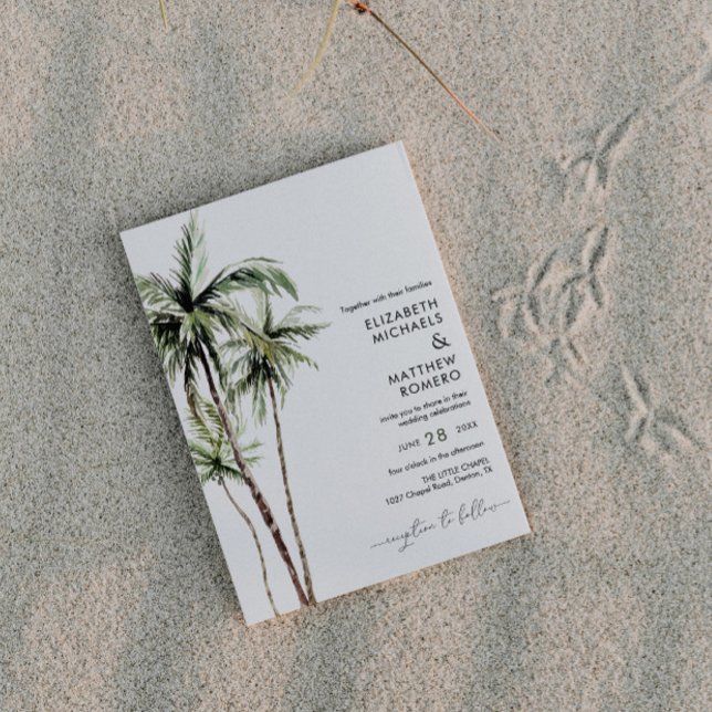 Invitación Palm Tree Tropical | Foto mínima Boda (Subido por el creador)