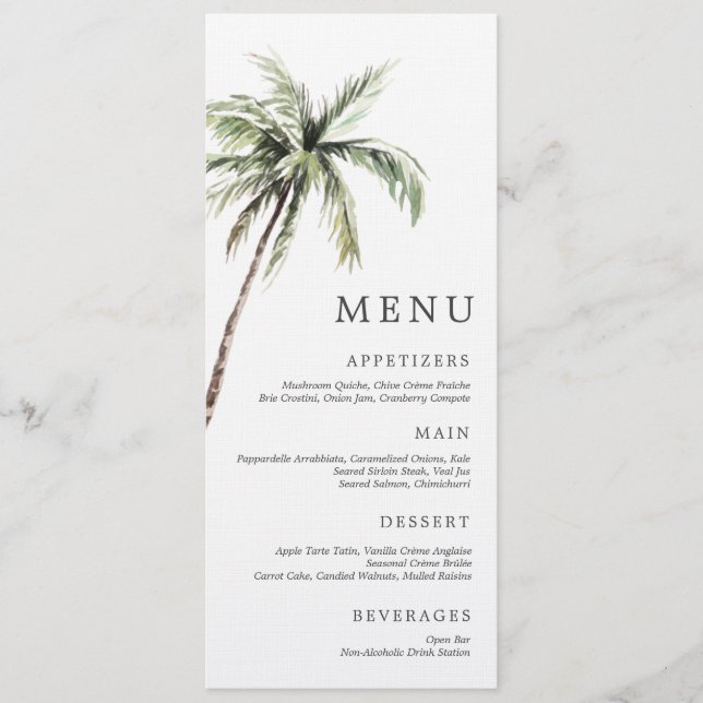 Invitación Palm Tree Tropical | Minimal Wedding Serif Menu (Anverso)