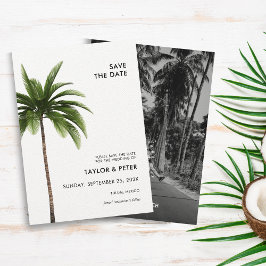 Invitación Palm Tree Tropical Photo Wedding Guardar la fecha