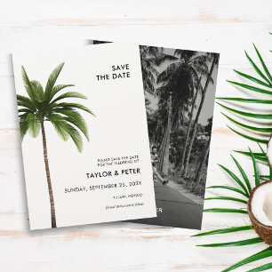 Invitación Palm Tree Tropical Photo Wedding Guardar la fecha
